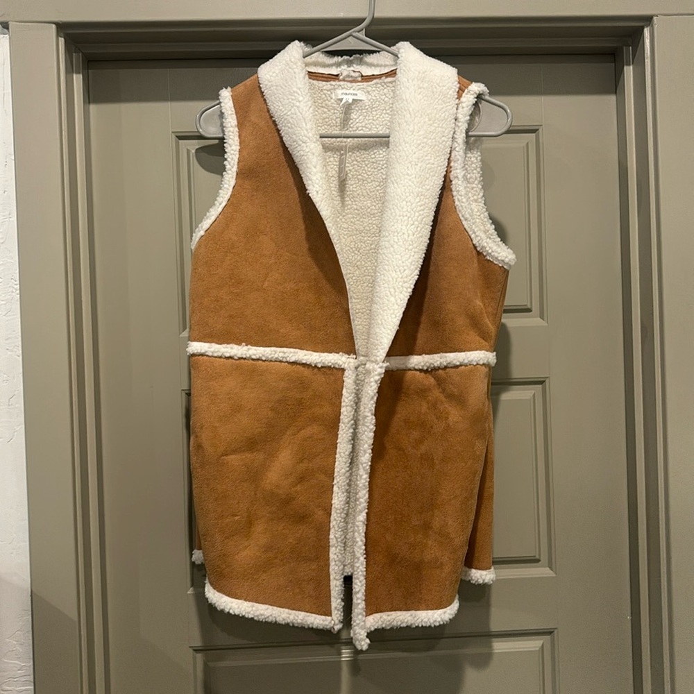 Women’s Sherpa suede winter vest from Maurices